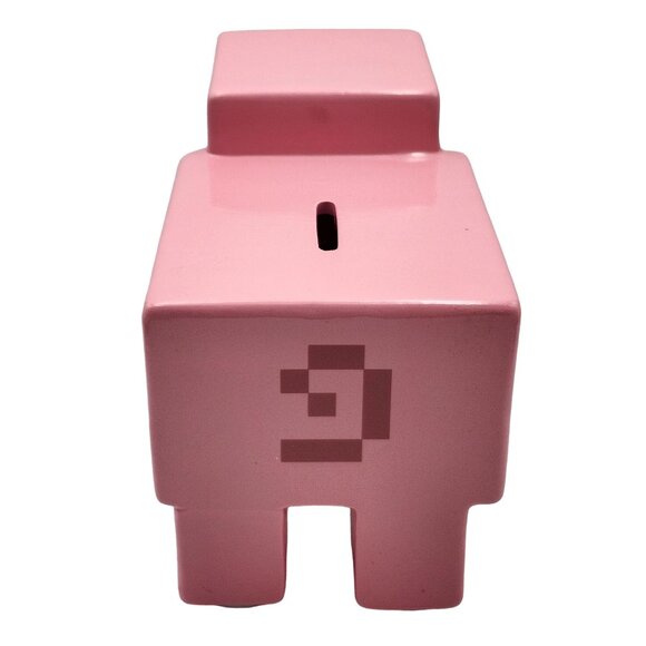 Minecraft Pink Pig Ceramic Coin Piggy Bank Decorative 8X6X4.5 Inch - Picture 4 of 7
